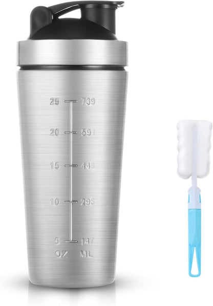 AOOWU Stainless Steel Shaker Bottle with Wire Whisk Ball 900ml, Leak Proof Metal Shaker Bottles for Protein Mixes, Supplement Protein Shake Cup, Water Bottle Portable Pre Workout Gym Sports
