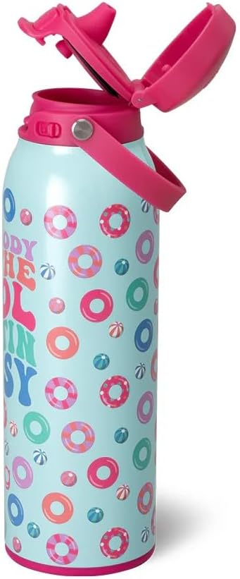 Swig Life 36oz Insulated Water Bottle, Travel Water Bottle with Straw and Lid, Cup Holder Friendly, Stainless Steel (Pickleball)