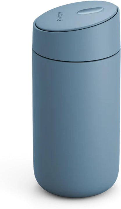Fellow 12 oz Carter Slide Travel Mug – One-Handed Slide Lid, Vacuum Insulated Stainless Steel Tumbler with Ceramic Interior for Hot and Cold Drinks, Leak-Proof and Dishwasher Safe, Hazy Blue