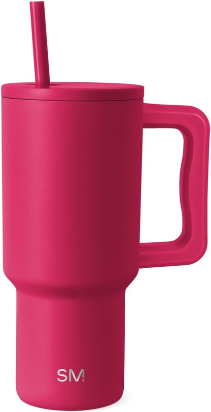 Simple Modern 40 oz Trek Tumbler with Handle and Straw Lid | Cup Holder Friendly Insulated Stainless Steel Travel Mug | Sea Glass Sage - Colors C