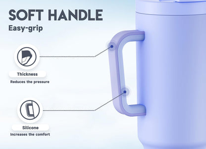 Meoky 32 oz Tumbler with Handle and Flip Straw, 100% Leakproof Tumbler with Lid and Straw, Stainless Steel Insulated Cup, Cupholder Friendly, Keeps Cold for 24 Hours (Night)