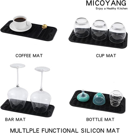 MicoYang Silicone Dish Drying Mat for Multiple Usage,Easy clean,Eco-friendly,Heat-resistant Silicone Mat for Kitchen Counter,Sink,Bar,Bottle,or Cup Green M 17 inches x 6 inches