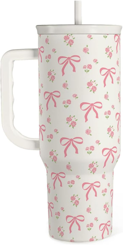 SANDJEST Pickleball 40oz Tumbler With Handle and Straw, Pickleball Queen Insulated Stainless Steel Travel Coffee Mug for Women Girls Players, Gift Idea for Birthday Christmas Mothers Day