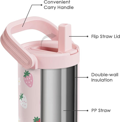 SANDJEST Leopard Skin Stainless Steel Straw Lid Tumbler 30oz with Carry Handle for Women Girls, Insulated Travel Coffee Cup, Gift for Sports Outdoor Workout Christmas Birthday (Beige)