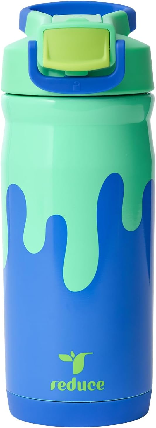 Reduce Hydrate Pro Kids 14oz Stainless Steel Insulated Water Bottle w/Straw – Spill Proof Tumbler for Kids – 30 Hour Cold Retention – Dishwasher Safe Leak-Proof Design - Abstract Flowers