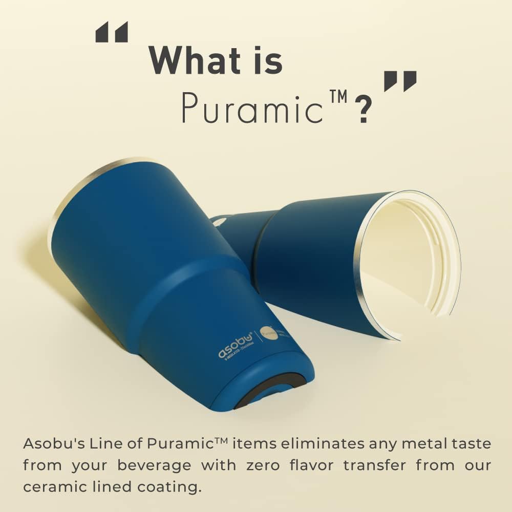 asobu 22oz Extra Large Ceramic-Lined Travel Mug with No Metal Taste-Keeps Flavors True - Double-Wall Vacuum Insulated Coffee Mug with Spill-Proof Pop-Open Lid for Hot Drinks