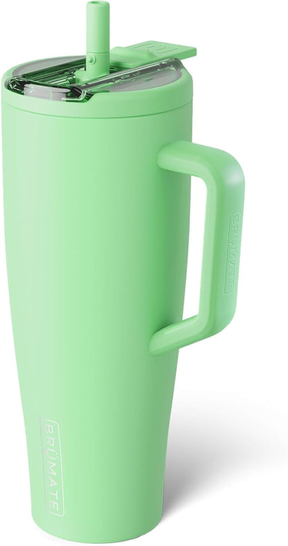BrüMate Era Flip 30oz Tumbler with 100% Leakproof Covered Straw Lid | Hygienic Covered Straw | Insulated Stainless Steel Water Bottle with Handle | Cup Holder Friendly | BPA-Free (Sage)