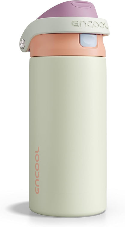 ENCOOL Leakproof Insulated Water Bottle with Straw Dual-Sip Water Bottle Bag-Safe Design for Work, Commute & Gym – Keeps Drinks Cold All Day, 24 oz, Lemonade Pink - Colors B