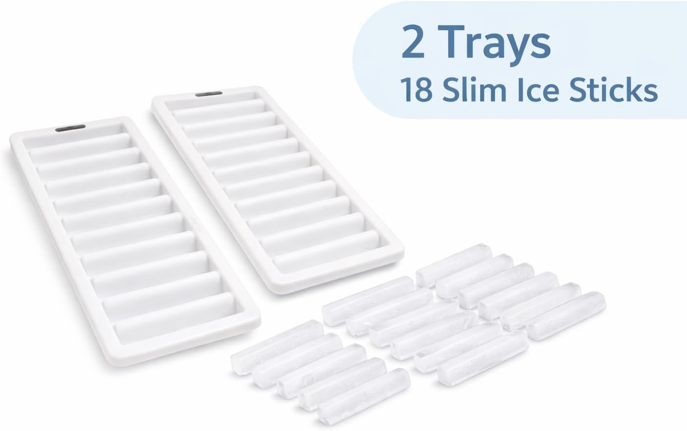 Set of 2 Ice Stick Trays – BPA-Free Plastic, Freezer-Safe, Long Ice Sticks for Water Bottles & Sports Bottles, Easy-Release Design