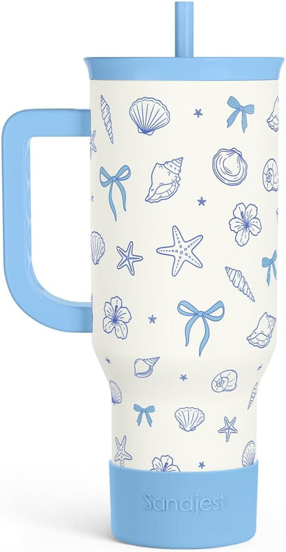 SANDJEST Pickleball 40oz Tumbler With Handle and Straw, Pickleball Queen Insulated Stainless Steel Travel Coffee Mug for Women Girls Players, Gift Idea for Birthday Christmas Mothers Day