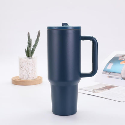40 oz Tumbler with Handle, 100% Leakproof Insulated Tumbler with Lid and Straw, Stainless Steel Travel Mug, Water Bottle with Flip Straw, Keep Drinks Cold or Hot, Black