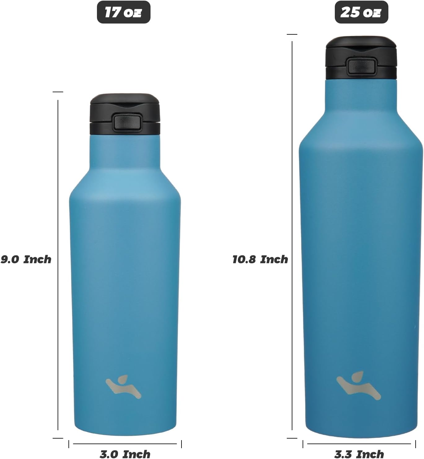 Konokyo Insulated Water Bottle with Straw,25 OZ Double Wall Vacuum Stainless Steel Water Flask with 2 Lids,Black