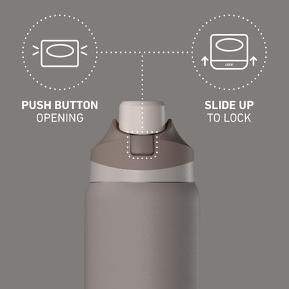 Hydrapeak Oasis 32oz Insulated Water Bottle with Locking Chug Lid & Handle, Leakproof Stainless Steel Travel Tumbler, Great for Gym, Work & Everyday Hydration, Stone 1