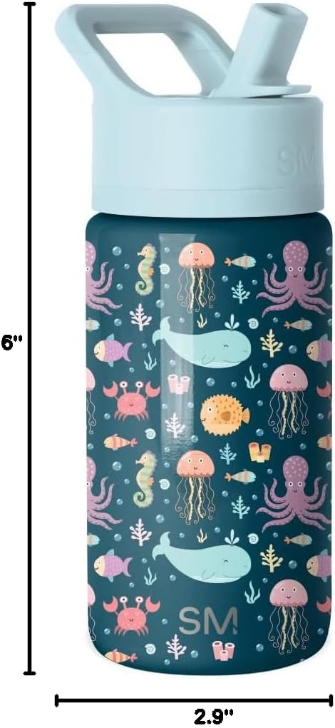 Simple Modern Kids Water Bottle with Straw Lid | 14oz Insulated Stainless Steel Kids Tumbler & Spill Proof Toddler Cup for School, Girls, Boys | Summit | Chloe Floral - Colors B