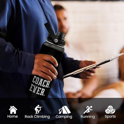 SANDJEST Gym Insulated Engraved Stainless Steel Water Bottle 32oz, Vacuum Chug Lid Travel Tumbler For Men Friends Dad Gymer Trainer, Gym Mode on, Birthday Christmas Father's Day