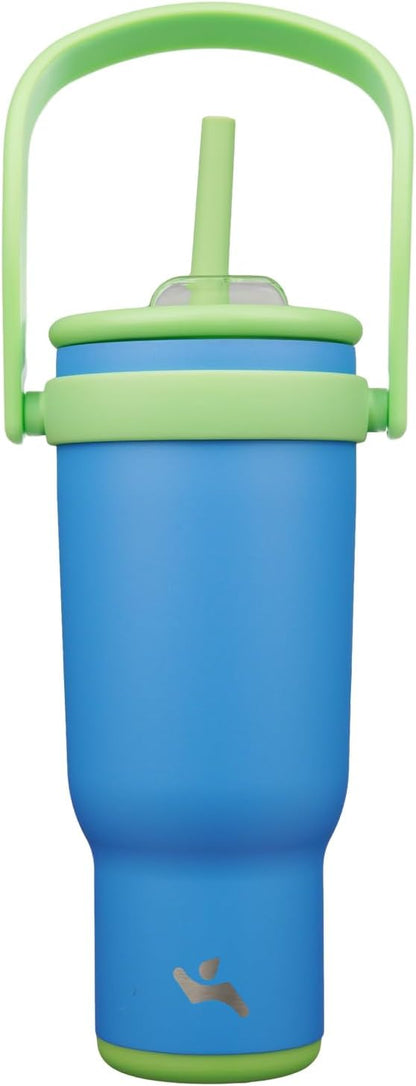 Konokyo 30 oz Tumbler with Side Handle, Insulated Water Bottle with Straw and 2 in 1 Lid, Stainless Steel Cup Travel Coffee Mug for Sports Office Gym,Purple