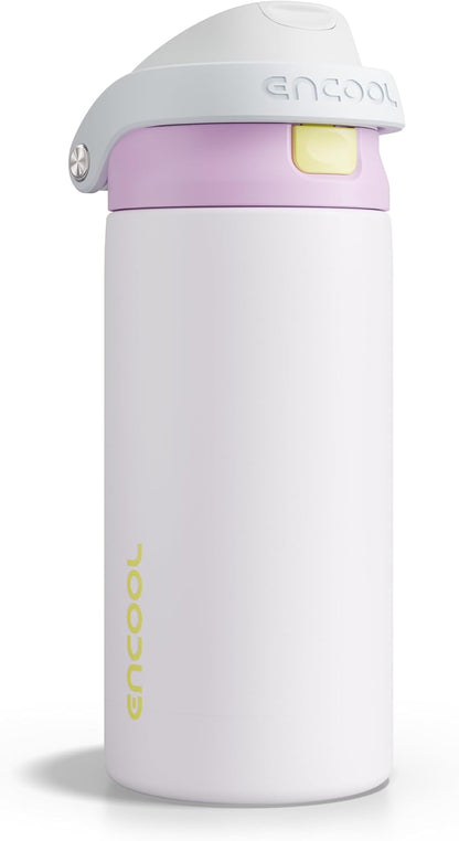 ENCOOL Leakproof Insulated Water Bottle with Straw Dual-Sip Water Bottle Bag-Safe Design for Work, Commute & Gym – Keeps Drinks Cold All Day, 24 oz, Lemonade Pink - Colors A