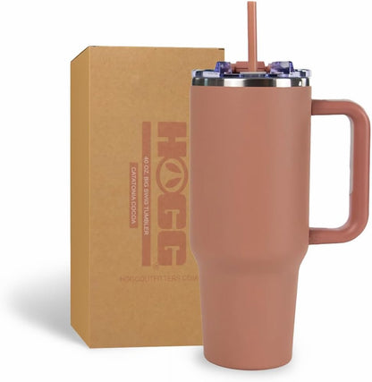 Hogg Big Swig 40 oz Tumbler with Handle and Straw - Red, 40oz Insulated Stainless Steel, Water Tumbler with Straw, Water Cup with Handle, Versatile Leak Proof Lid