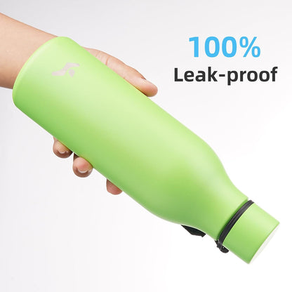 Konokyo Insulated Water Bottle with Strap,18 oz Double Wall Stainless Steel Vacuum Bottles Metal Water Flask,Macaron Green - Colors B