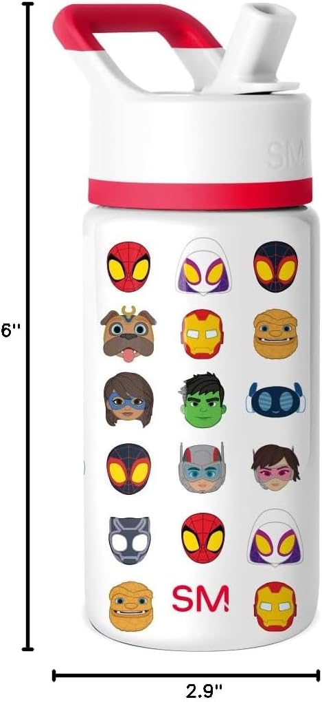 Simple Modern Disney Minnie Mouse Kids Water Bottle with Straw Lid | 14oz Insulated Stainless Steel Kids Tumbler & Spill Proof Toddler Cup for School, Girls, Boys | Summit | Minnie Mouse Fun - Colors B