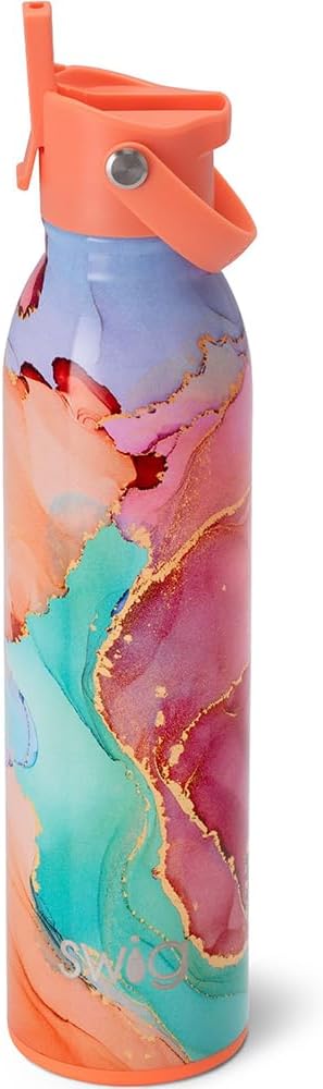 Swig Life 36oz Insulated Water Bottle, Travel Water Bottle with Straw and Lid, Cup Holder Friendly, Stainless Steel (Pickleball)