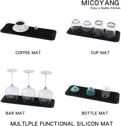 MicoYang Silicone Dish Drying Mat for Multiple Usage,Easy clean,Eco-friendly,Heat-resistant Silicone Mat for Kitchen Counter,Sink,Bar,Bottle,or Cup Green M 17 inches x 6 inches