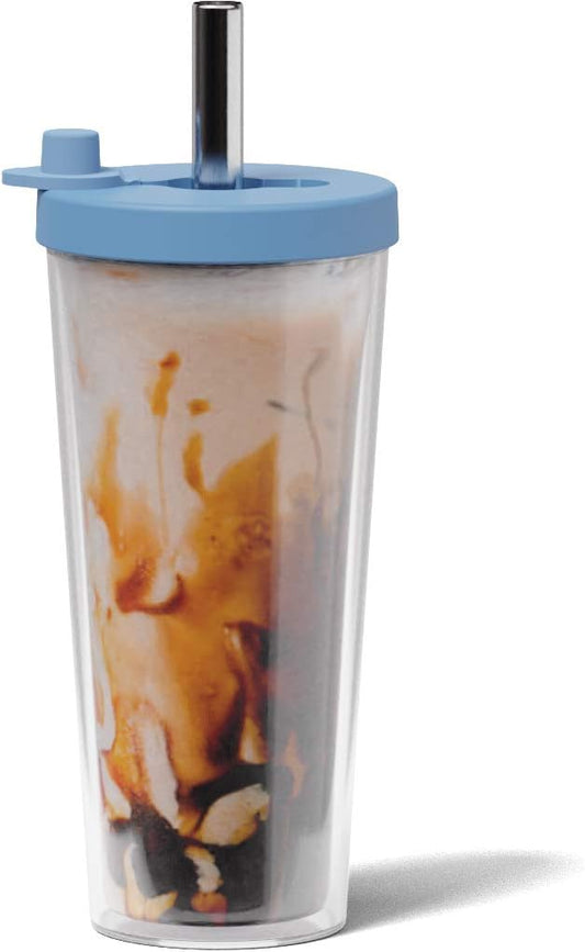Dodoko Reusable Boba Cup and Straw Boba Tea Cup Bubble Tea Cup Reusable Iced Coffee Cup Cold Coffee Cup Smoothie Cup with Lid and Straw Smoothie Cup to go Smoothie Tumbler 17 oz - Sage Green