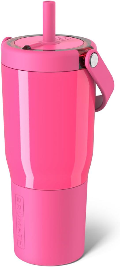 BrüMate Resa 35oz 100% Leakproof Tumbler w/Handle & Straw | Flexible SoftSip Straw | Silicone Sleeve for Durability | Stainless Steel | Cup Holder & Travel Friendly Water Bottle (Java)