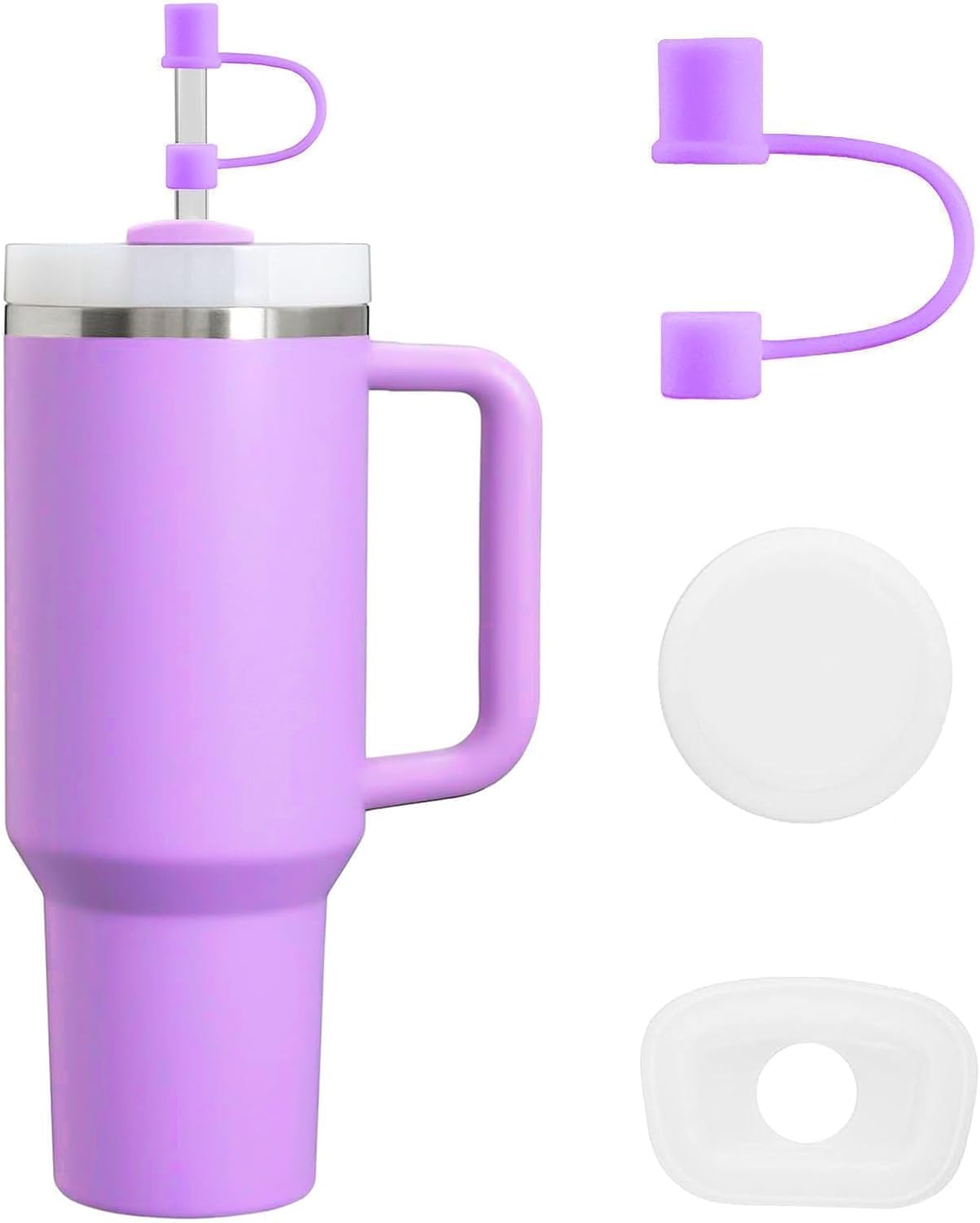MOLOSLEEVE 21 Colors Straw Toppers Include A Set of Leak-proof Plugs, for Stanley Straw Covers Cap for Stanley Cup 2.0 30oz, 40oz, Silicone, Dust-Proof （Clear）