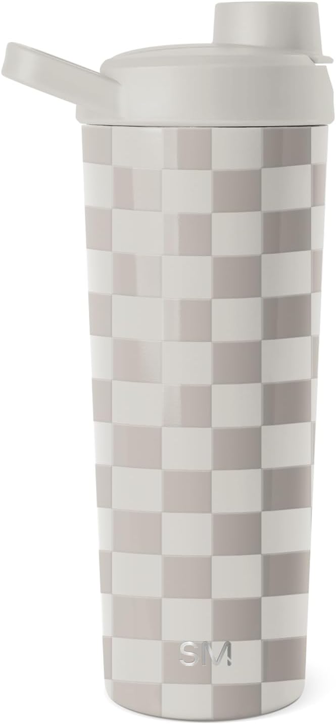 Simple Modern Stainless Steel Shaker Bottle with Ball 24oz | Metal Insulated Cup for Protein Mixes, Shakes and Pre Workout | Rally Collection | Almond Birch