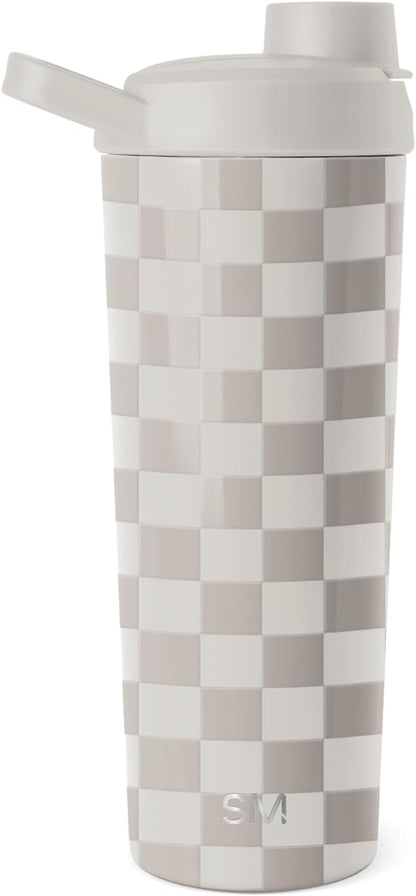 Simple Modern Stainless Steel Shaker Bottle with Ball 24oz | Metal Insulated Cup for Protein Mixes, Shakes and Pre Workout | Rally Collection | Almond Birch