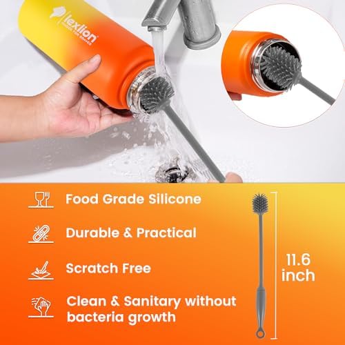 Lexlion Tea Infuser Water Bottle 32 Oz – Triple Wall Insulated Stainless Steel, Loose Leaf & Fruit Strainer, 3 Leakproof Lids, BPA-Free Silicone Sleeve, Reusable Thermal Mug