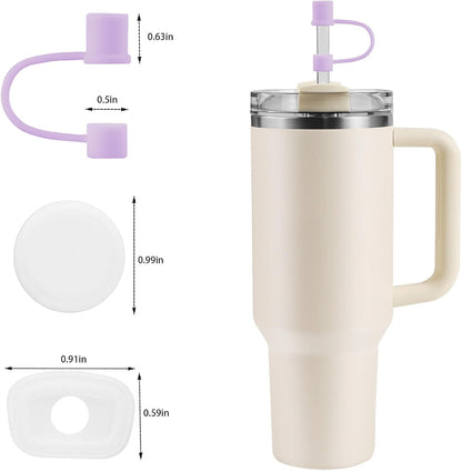 MOLOSLEEVE 21 Colors Straw Toppers Include A Set of Leak-proof Plugs, for Stanley Straw Covers Cap for Stanley Cup 2.0 30oz, 40oz, Silicone, Dust-Proof （Clear）