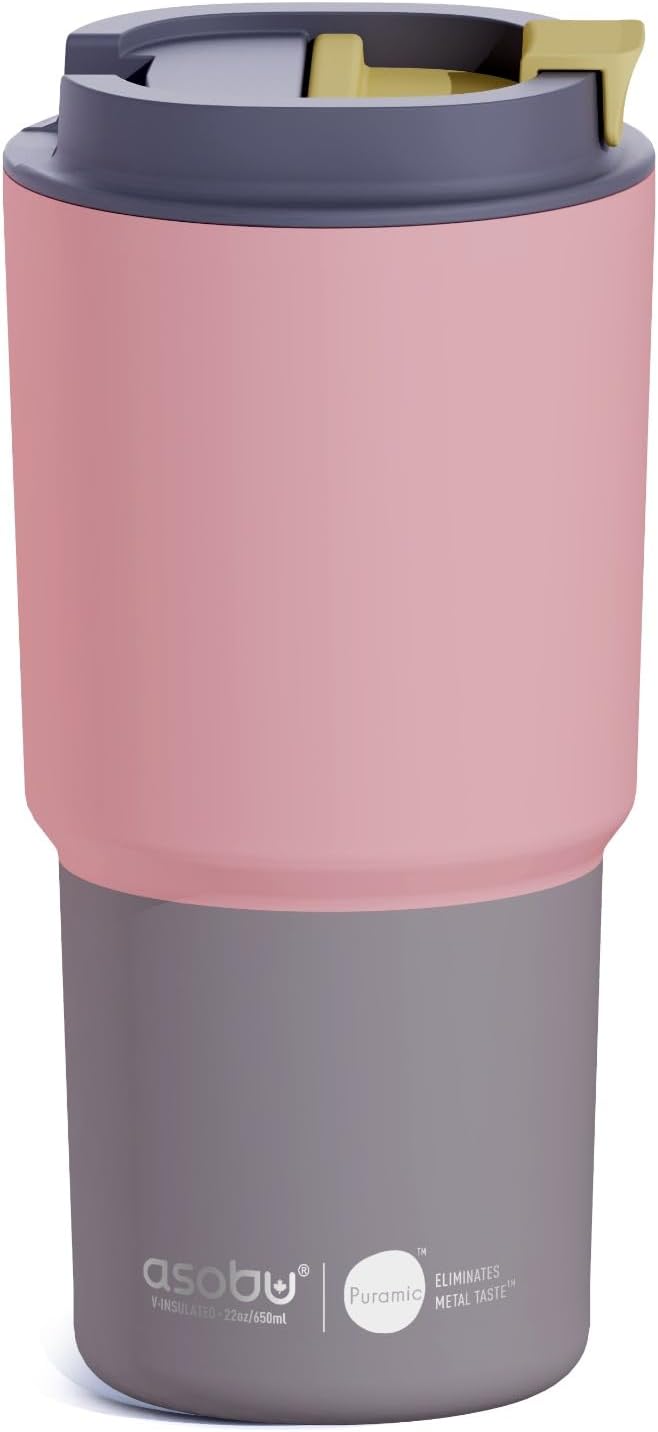 asobu 22oz Extra Large Ceramic-Lined Travel Mug with No Metal Taste-Keeps Flavors True - Double-Wall Vacuum Insulated Coffee Mug with Spill-Proof Pop-Open Lid for Hot Drinks