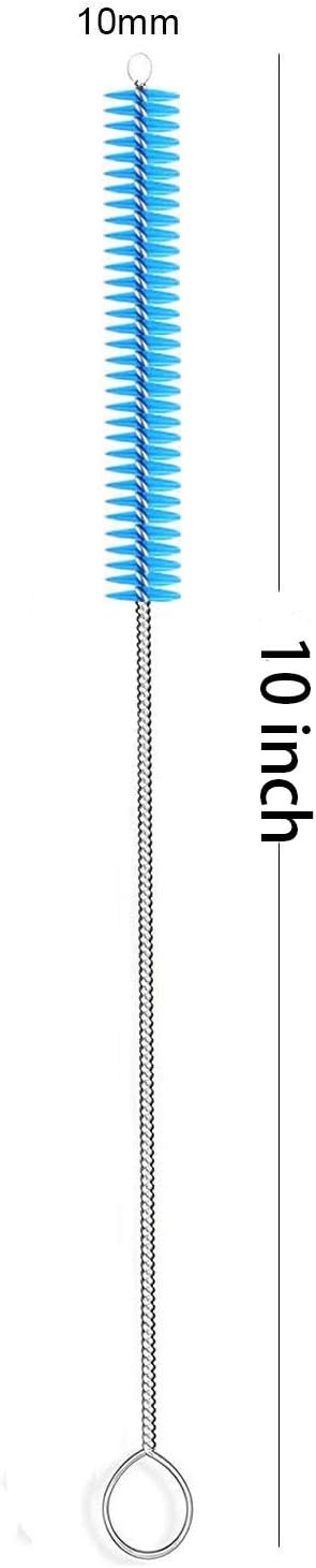Long Straw Brush Cleaner (10 Pack), Flexible Nylon Tube Cleaning Brushes with 0.4" Bristles, Rust-Proof Stainless Steel Wire Washer for Reusable Tumblers, Sports Bottles & Pipes (10 Inch)