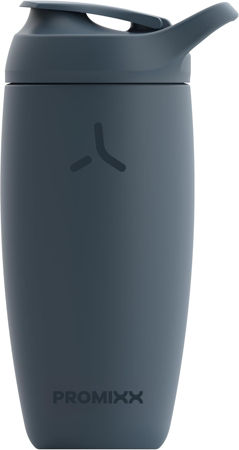 Promixx Pursuit Shaker Bottle - Insulated Stainless Steel Water Bottle and Shaker Cup - 18oz - Midnight Blue