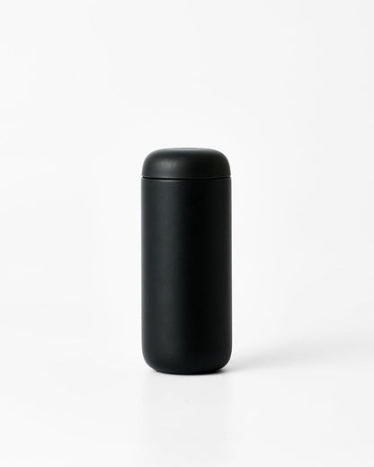 Fellow 16 oz Carter Move Travel Mug - Vacuum-Insulated Stainless Steel Travel Coffee Mug - Coffee Tumbler with Ceramic Interior and Splash Guard - Matte Black