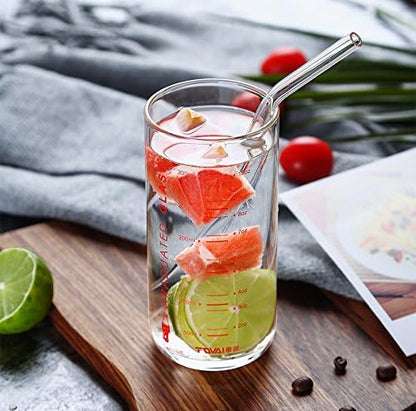 ALINK Skinny Clear Glass Straws, 10.5" x 7 mm Long Reusable Drinking Straws for 30 oz 20 oz RTIC/YETI Stanley Tumblers, Mason Jars, Pack of 8 with 2 Cleaning Brush