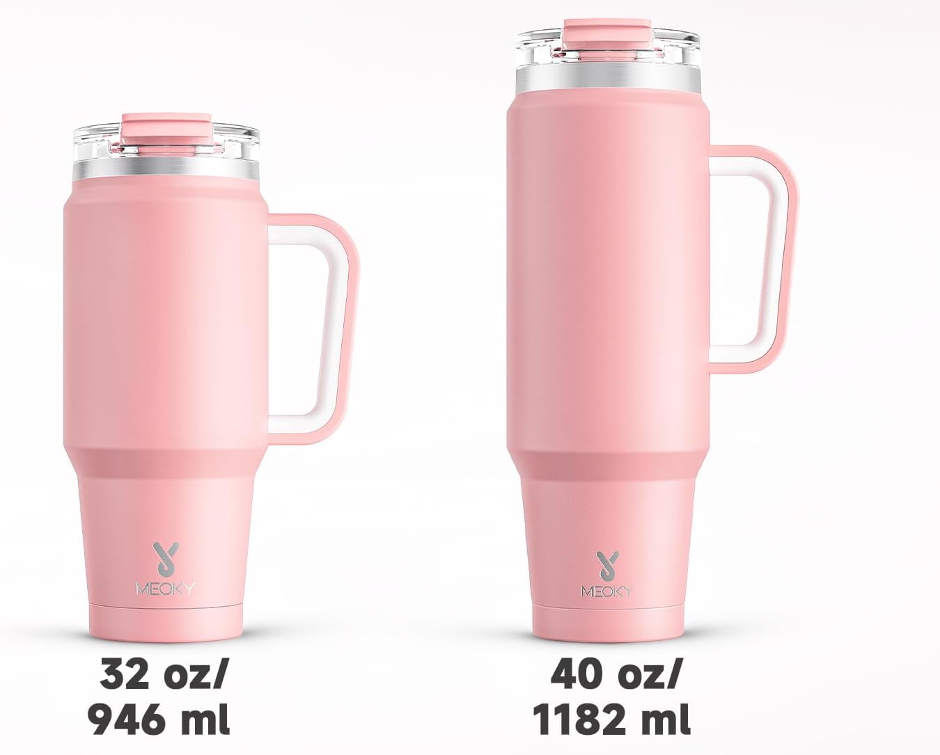 Meoky 32 oz Tumbler with Handle, Insulated Tumbler with Lid and Straw, Stainless Steel Travel Mug, Keeps Cold for 24 Hours, 100% Leak Proof, Fits in Car Cup Holder (Night)