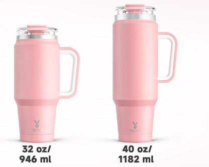 Meoky 32 oz Tumbler with Handle, Insulated Tumbler with Lid and Straw, Stainless Steel Travel Mug, Keeps Cold for 24 Hours, 100% Leak Proof, Fits in Car Cup Holder (Night)