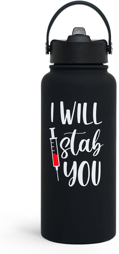 SANDJEST Pickleball Gift for Women, Water Bottle Stainless Steel 32oz with Lid & Straw, Sport Insulated Bottles Gifts for Girls Friends Teens Birthday Christmas