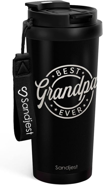 SANDJEST American Flag Tumbler - Stainless Steel 2-in-1 Lid Coffee Tumbler 18 oz, Patriotic Insulated Travel Mug Gift for Men Husband Dad, Birthday Christmas