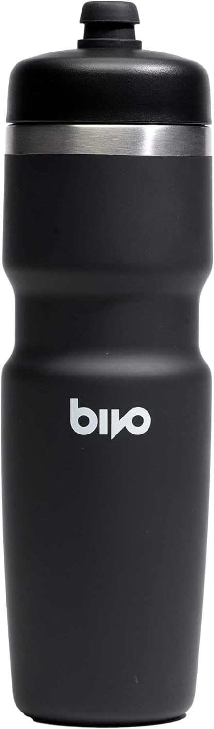 Bivo Trio 21oz Insulated Stainless Steel Bike Water Bottle - for Cycling - Fits Most Cages, Dishwasher Safe - Keeps Drinks Cold 12+ Hours - True Blue