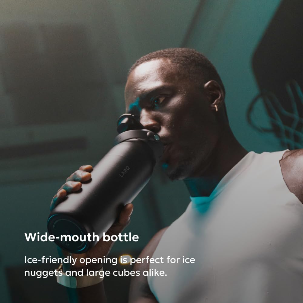 LARQ Swig Top — Insulated Stainless Steel Water Bottle with Straw, Detachable Silicone Handle, Vacuum 24h Cold, BPA-Free Metal Bottle for Gym, Travel, Office, Wide Mouth for Ice — 23 oz, Mojave Dune