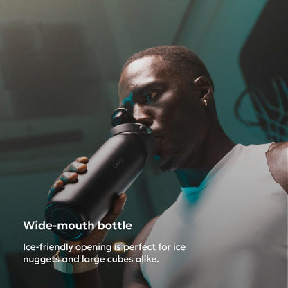 LARQ Swig Top — Insulated Stainless Steel Water Bottle with Straw, Detachable Silicone Handle, Vacuum 24h Cold, BPA-Free Metal Bottle for Gym, Travel, Office, Wide Mouth for Ice — 23 oz, Mojave Dune