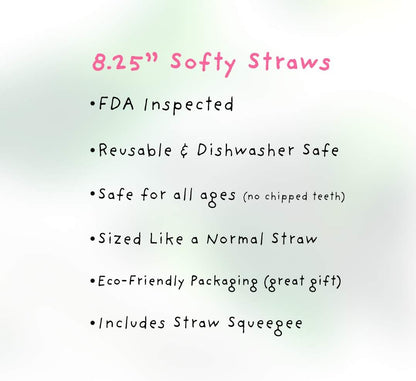 Silicone Straws - Slender Size BPA Free Non-Rubber Silicon Reusable Drinking Straws for Stainless Steel 20 oz Yeti Tumbler - Flexible, Chewy, Bendy & Safe for Kids/Toddlers