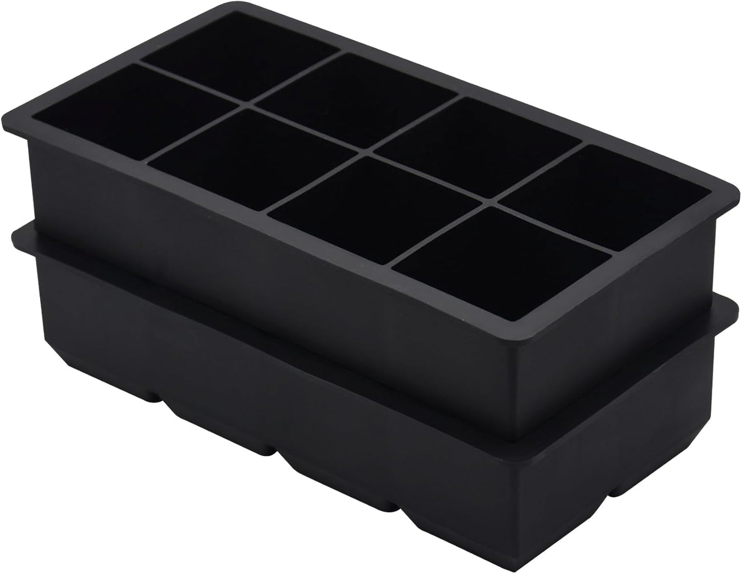 Bangp Large Ice Cube Tray for Whiskey,2 Pack Stackable Big Ice Cube Molds Make 16 Big Whiskey Ice Cubes,Easy Release Square Ice Cube Maker for Cocktails,Whiskey,Soups and Frozen Treats