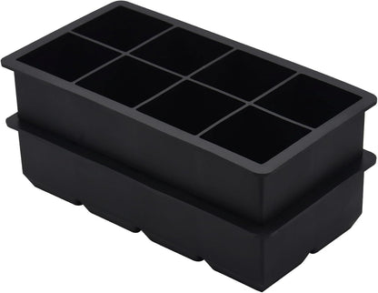 Bangp Large Ice Cube Tray for Whiskey,2 Pack Stackable Big Ice Cube Molds Make 16 Big Whiskey Ice Cubes,Easy Release Square Ice Cube Maker for Cocktails,Whiskey,Soups and Frozen Treats