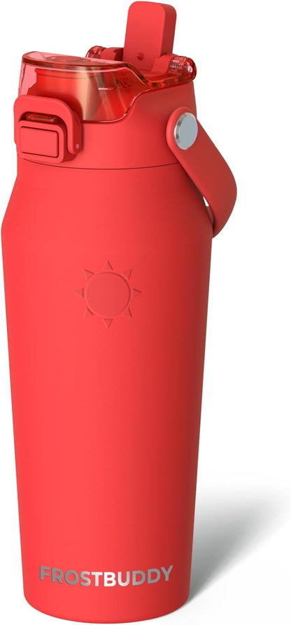 Frost Buddy 24oz Insulated Water Bottle with Straw & Chug Lid | Leak-Proof Stainless Steel | 24-Hours Cold | Sweat-Proof, Cup Holder Friendly | Ideal for Gym, Travel, Sports & Everyday Hydration - Colors B