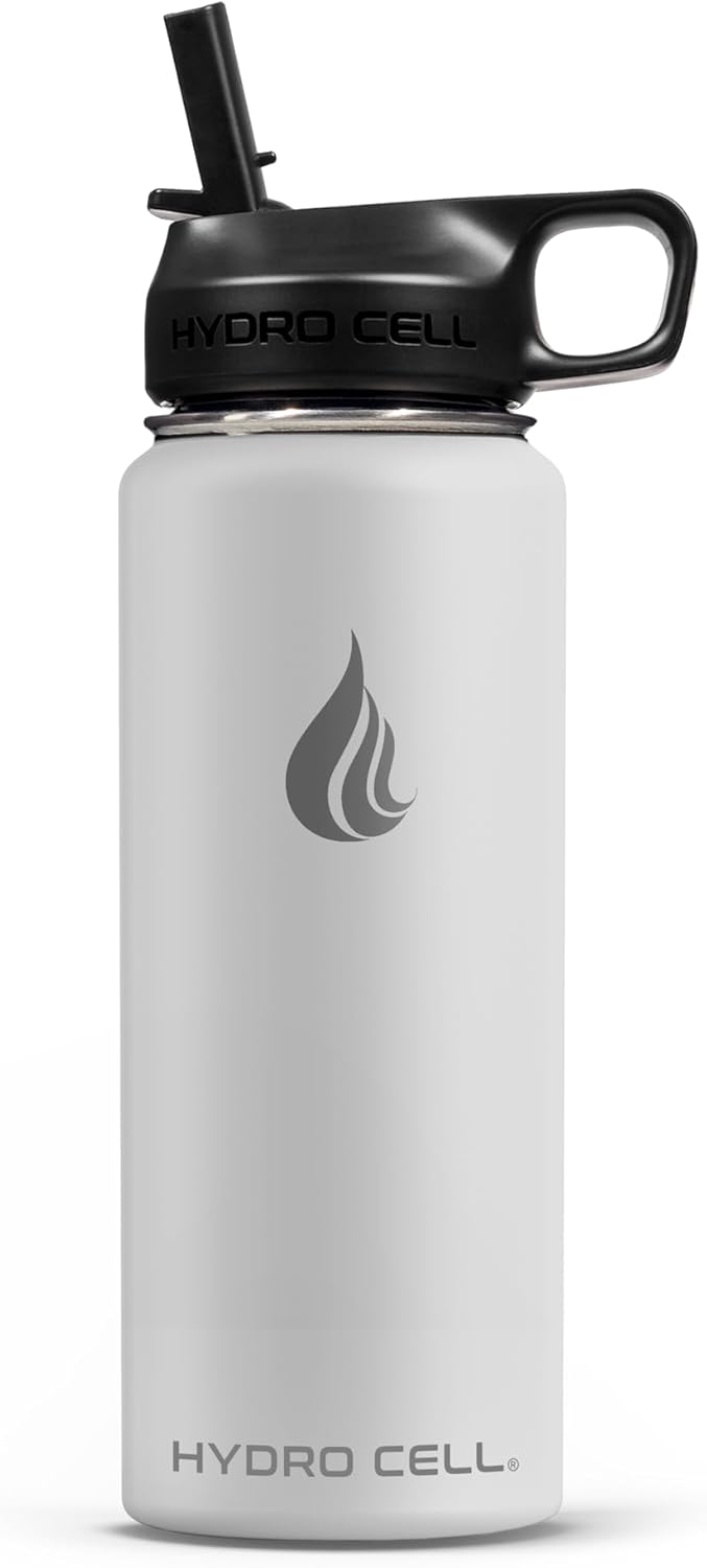 HYDRO CELL Stainless Steel Insulated Water Bottle with Straw - For Cold & Hot Drinks - Metal Vacuum Flask with Screw Cap and Modern Leakproof Sport Thermos for Adults (Neon 18oz)